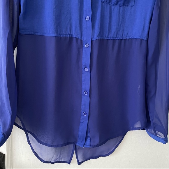 Free People Sheer Button Down High Low Top - Picture 4 of 7